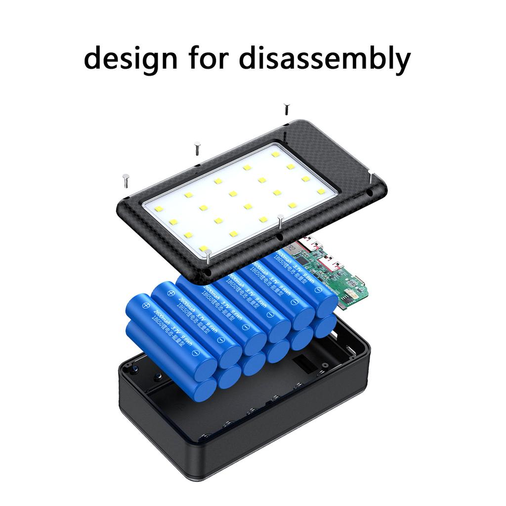 DIY USB Charger Box 18650 Battery Power Case Digital Display For 12x18650 Battery Charging Outer Case USB QC3.0 PD22.5W