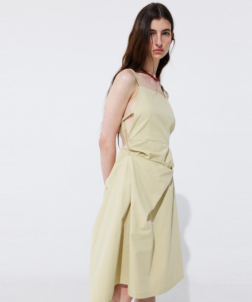 WNDERKAMMER Shirring Back Line Layered Dress_Olive