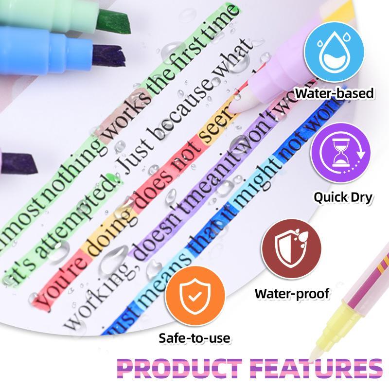 12Pcs Double-Ended Magic Color Changing Highlighter Pen Set, Student Diary Scrapbook Painting Diy Making, Classroom And Office