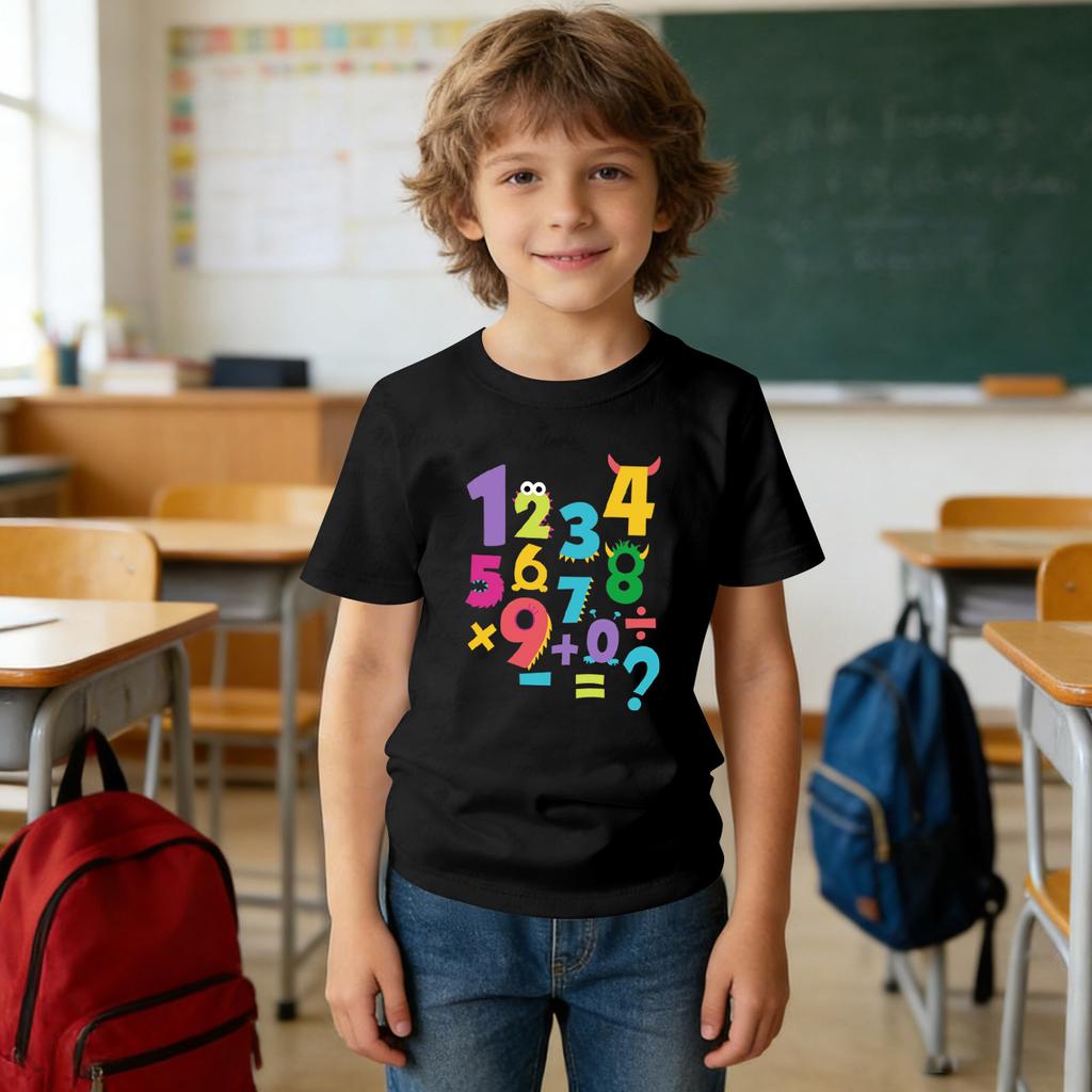 Fashionable Round Neck Short Sleeve Work Clothes Printed Tops For KID Summer Tops