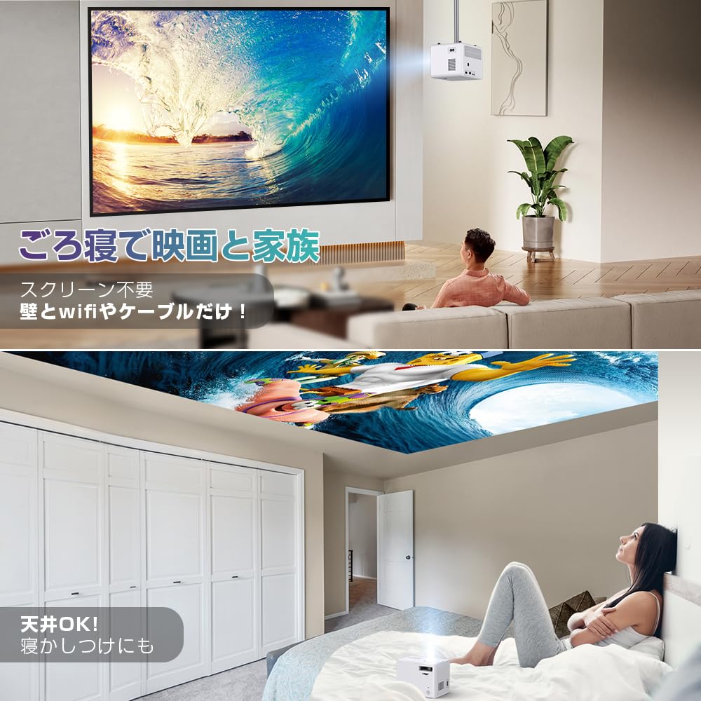 DBPOWER Projector 10000LM Ultra Compact WiFi 4K Compatible Bluetooth Function 1080P Home Projector High Brightness Home Projector Speaker Zoom