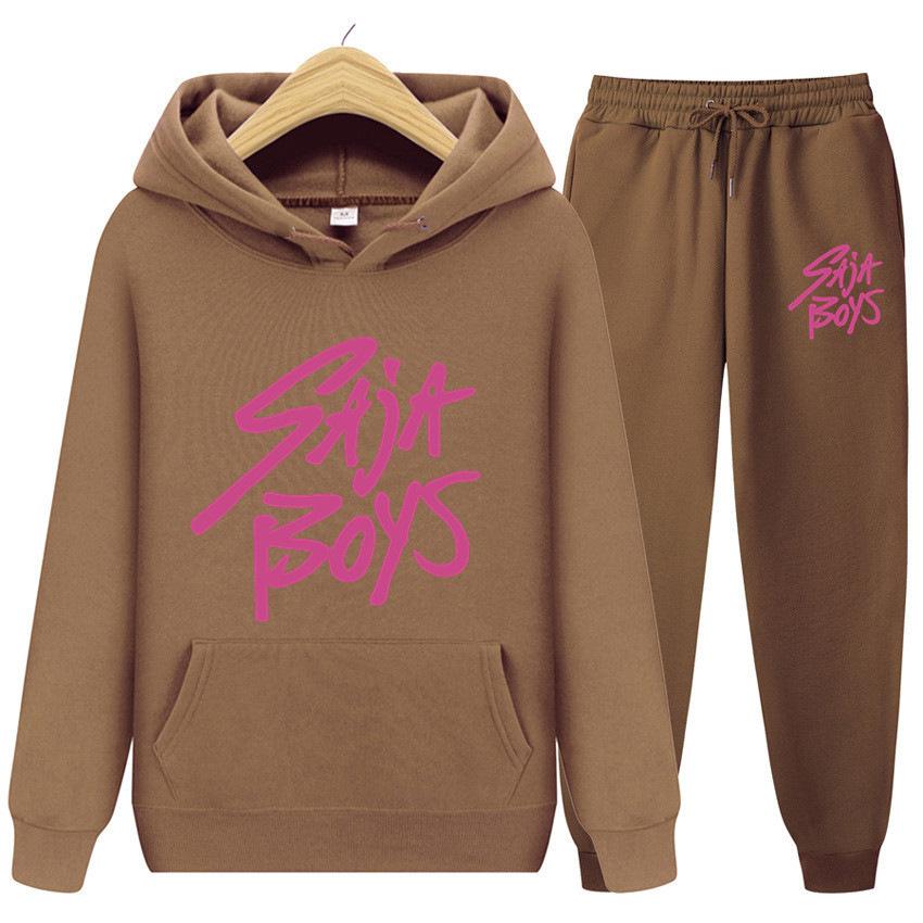 New Saja Boys Sweater Two-piece Men's and Women's Fleece Hoodie Set