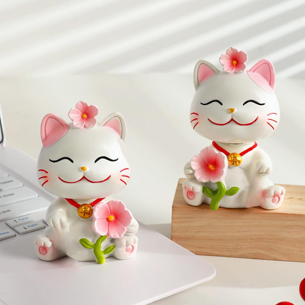 Lucky Cat Micro Landscape Decoration Resin Lucky Cat Figurine Statue Home Decor For Welcoming Fortune Good Luck