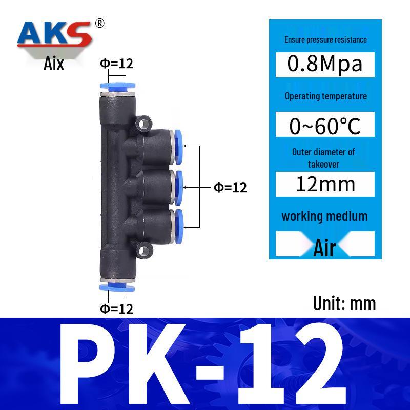 Pneumatic Nylon Air Hose Quick Connect Fittings: PU Straight, PY 5-Way, Cross 4-Way, PZA 3-Way, PE Connector with White/Blue Cap