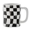 Checkerboard Irregular Mug Water Cup Couple High Value Ceramic Cup Ins Cup Gift