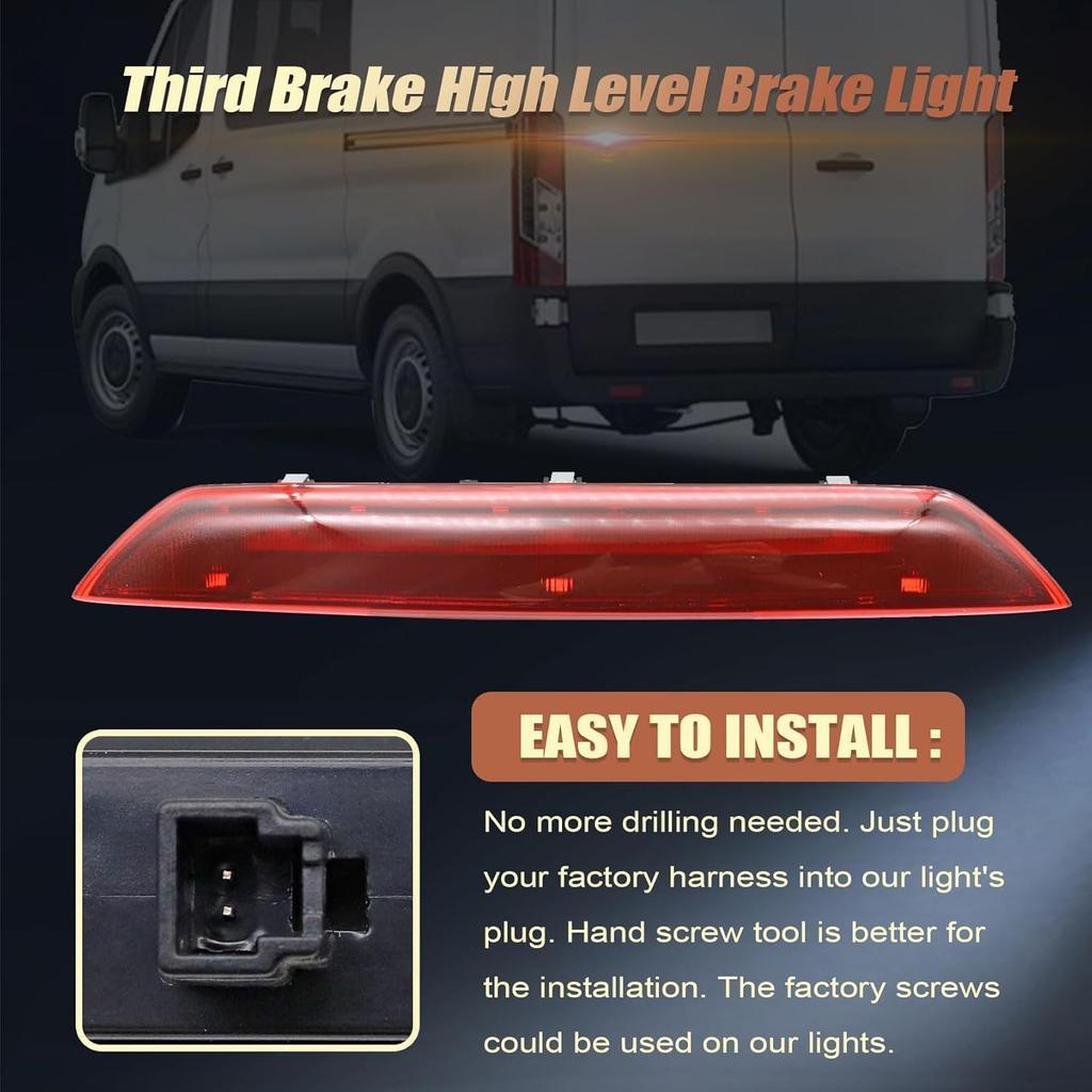 FZJDSD Third 3rd Brake Tail Light Center High Mount Stop Light LED Compatible with Ford Transit 150 Transit 250 Transit 350 2015 2016 2017 2018 2019