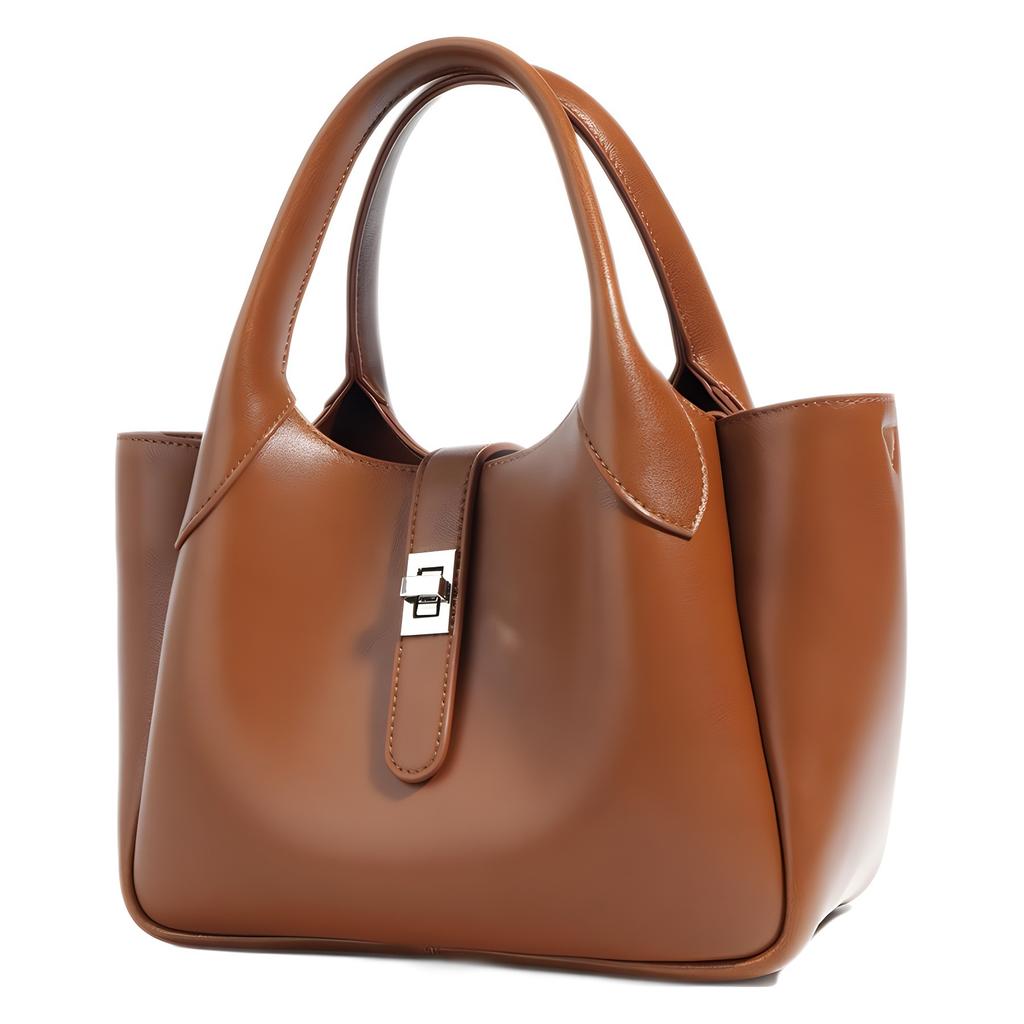 New hand-held cowhide vegetable basket genuine leather bag for women, simple design, elegant single-shoulder crossbody underarm bag