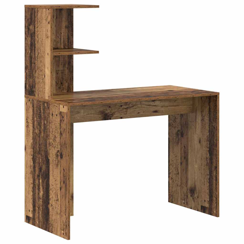 Desk with Shelf Reclaimed Wood Look 102 x 50 x 124 cm Particleboard