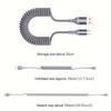 90 Degrees 100W USB Type C Spring Car Fast Charging Cable for Samsung Xiaomi USB C Data Cord for iPhone 15 Huawei USB C Wire