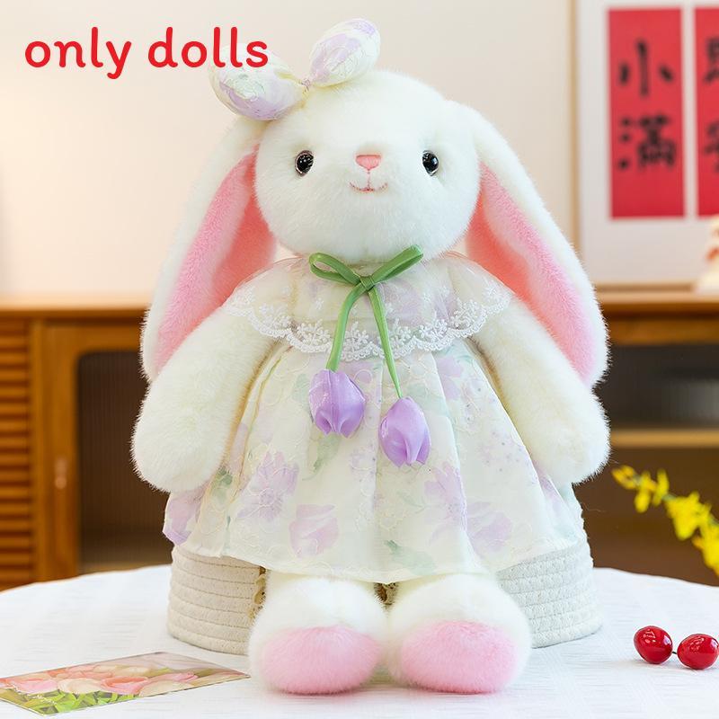 

Cute Rabbit Plush Doll With Dress And Bow Decoration For Girls Childrens Gift 36cm фіолетовий