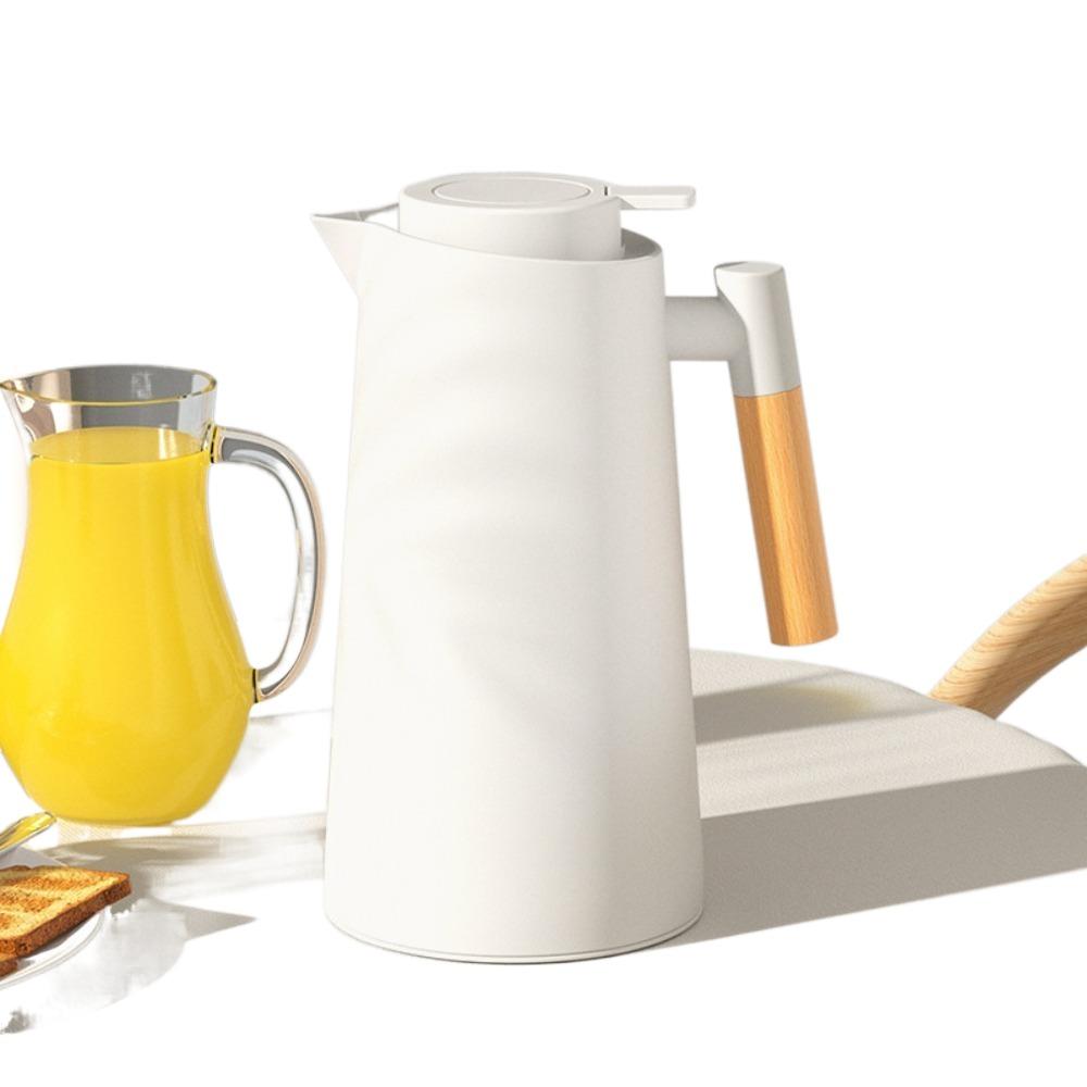 

1L Insulated Bottle Wood Handle Hot Water Jug Bottle Portable Household Coffee Pot Drinkware