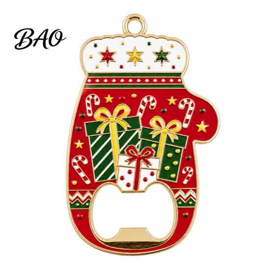Christmas Tree Hanging Ornament Glove Bottle Opener, Shape Remover with Magnetic Backing, Holiday Kitchen Gadget Accessories Durable Zinc Alloy
