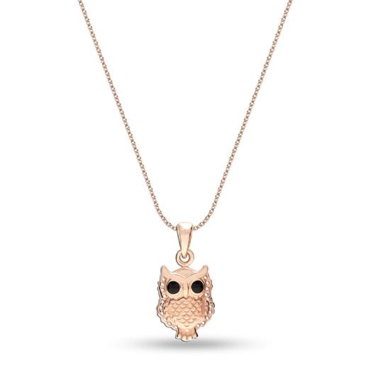 LeCalla S925 Sterling Silver Jewelry Rose Gold-Plated Owl Pendant Necklace for Teen Women 19” Chain