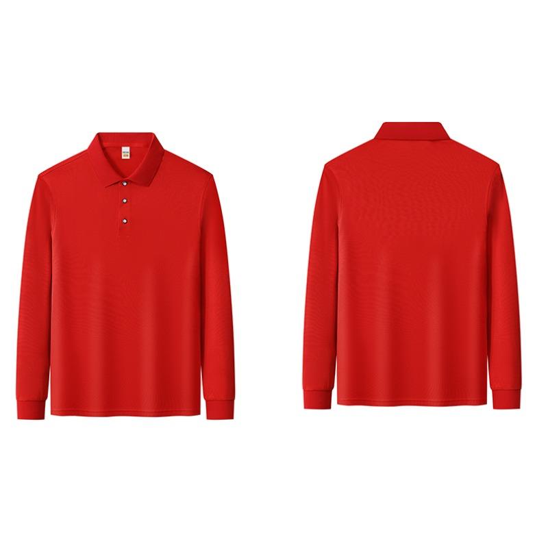 

Men S And Women S Long-Sleeved Polo Shirts Spring And Autumn New Breathable Trend Office Commuter Business Lapel Top S красный