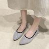 New Pointed Hollow Knitted Mesh Breathable Casual Women's Shoes Flat Single Shoes Women