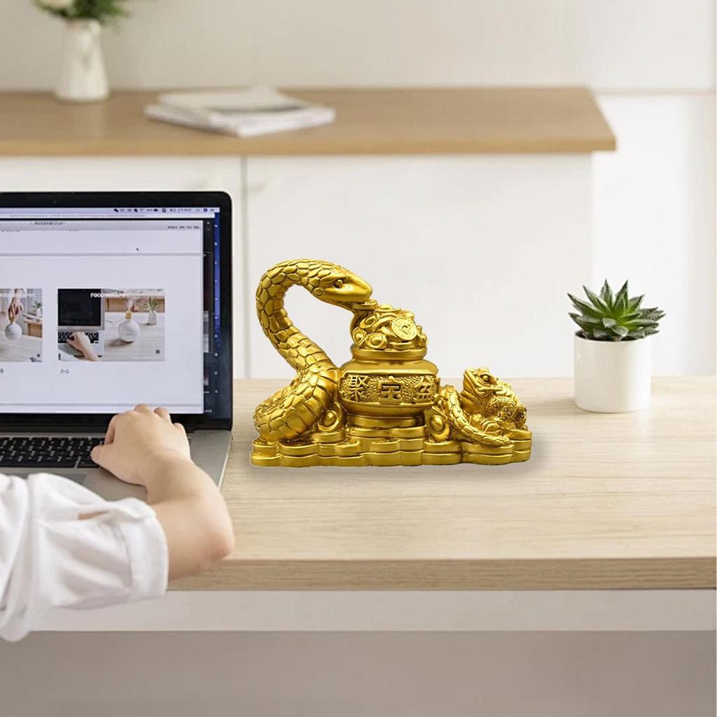 2025 Chinese Year of the Snake Statue Gold Resin Sculpture for Home Offices to Attract Wealth and Prosperity Good Luck Auspiciou