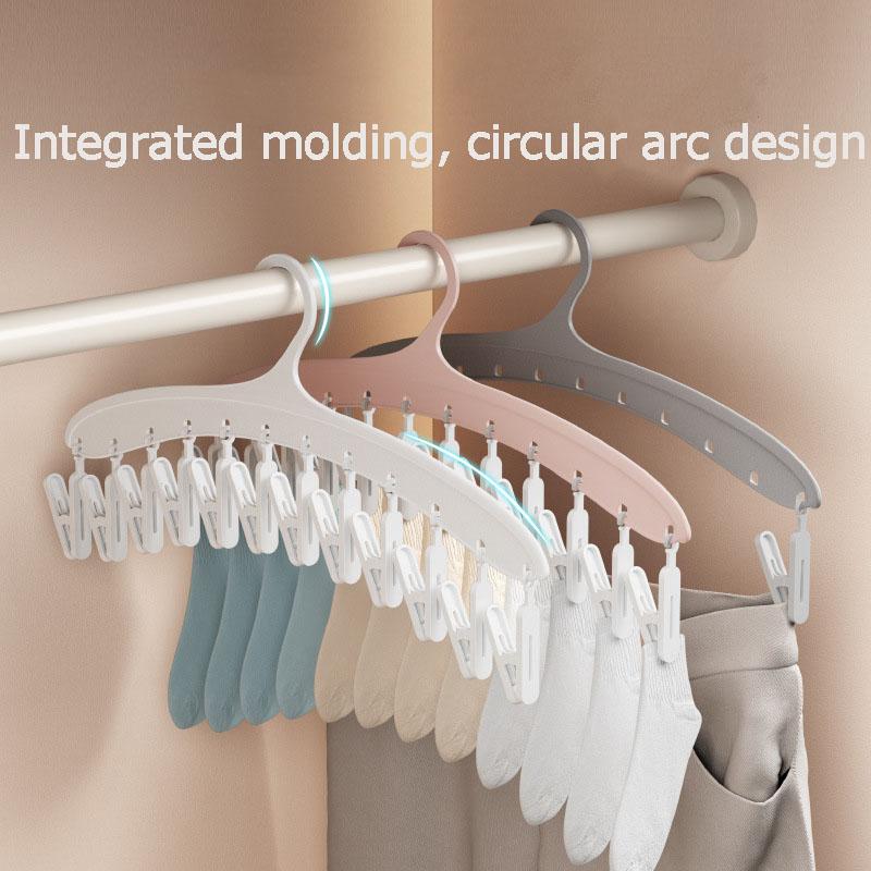 I KNOW Multi-function Plastic Socks Hanger with 12 CLips Drying Rack Multi-clip Balcony Household Seamless Storage Hanger