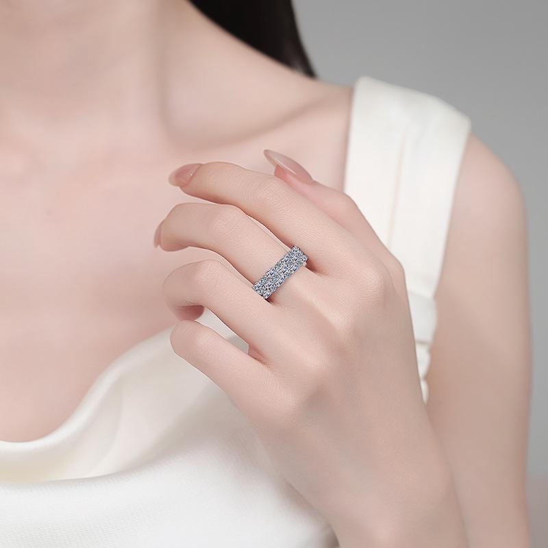 Yin Baichuan S925 Sterling Silver Rectangular Moissanite Ring for Women - Luxury, Glamour, Trendy Style