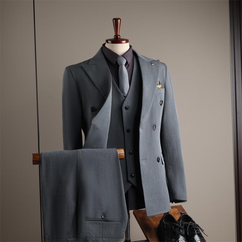 Men's High-End Slim-Fit Suit Set: Business Formal, Groomsman, Wedding Groom's Wear, Wrinkle-Resistant Jacket