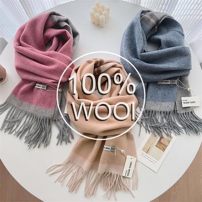 Luxus Winter Wolle Schal Warm Einfarbig 2Farben Schal Foulard Damen Herren Schal Wickel Weich Bufanda Stola Kaltes Wetter
