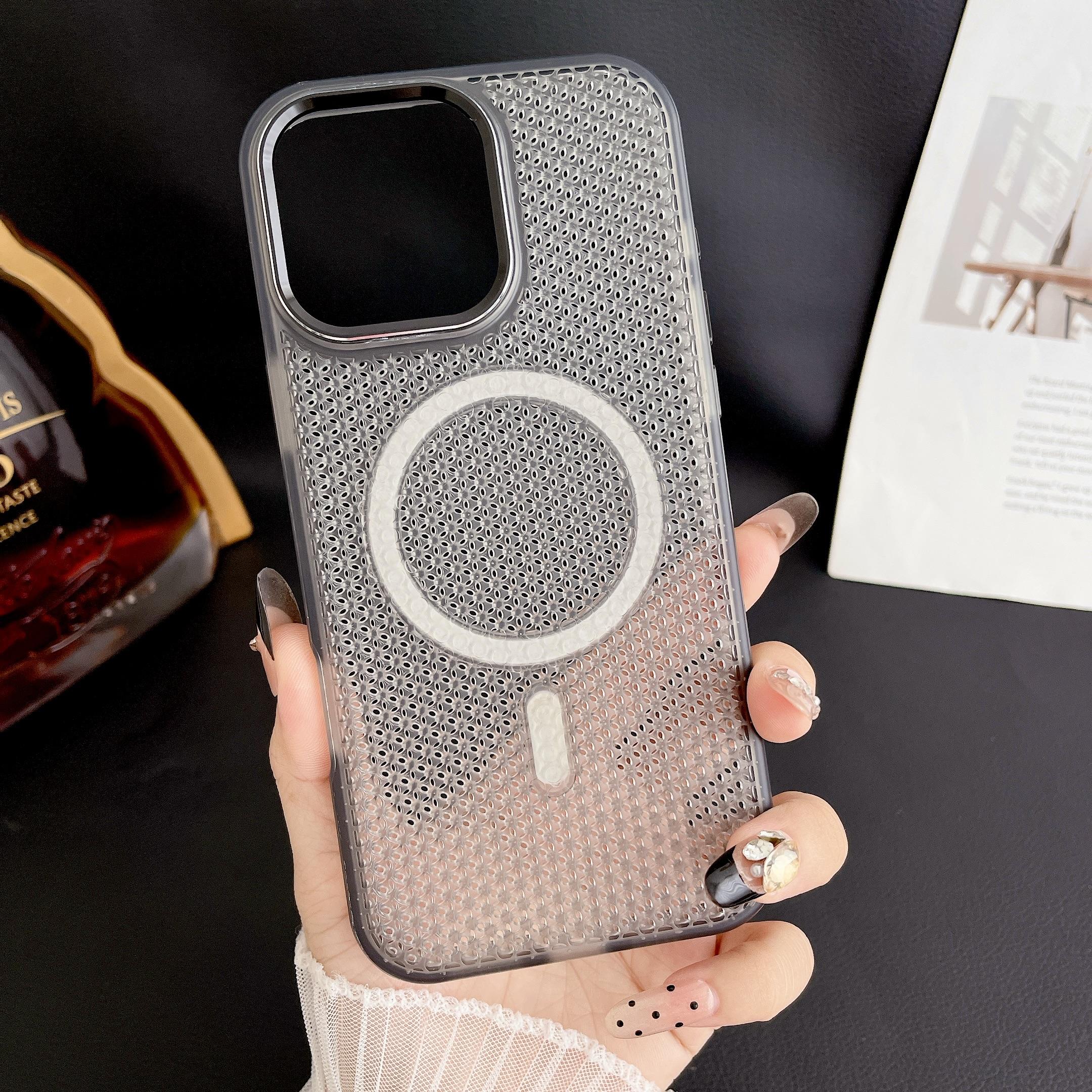 

Cooling Case For iPhone 17 Air 16 Pro Max 15 14 13 12 Magnetic Cover Heat Dissipation For Girl Her Women Wife iPhone 15 чорний