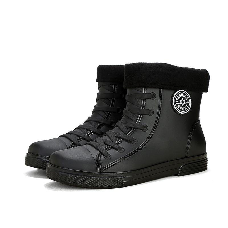 Korean Style Men's Waterproof Non-slip Rain Boots - Short, Thickened Casual Footwear