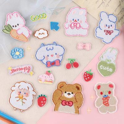 Embroidery Label Cute Cartoon  Patch Sticker Clothing Accessories DIY Embroidery Sticker Self-adhesive Cloth Sticker