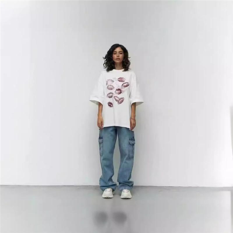 Women's Versatile Summer Casual Pure Cotton Loose Fit Printed T-Shirt, Round Neck, New Trendy Design.