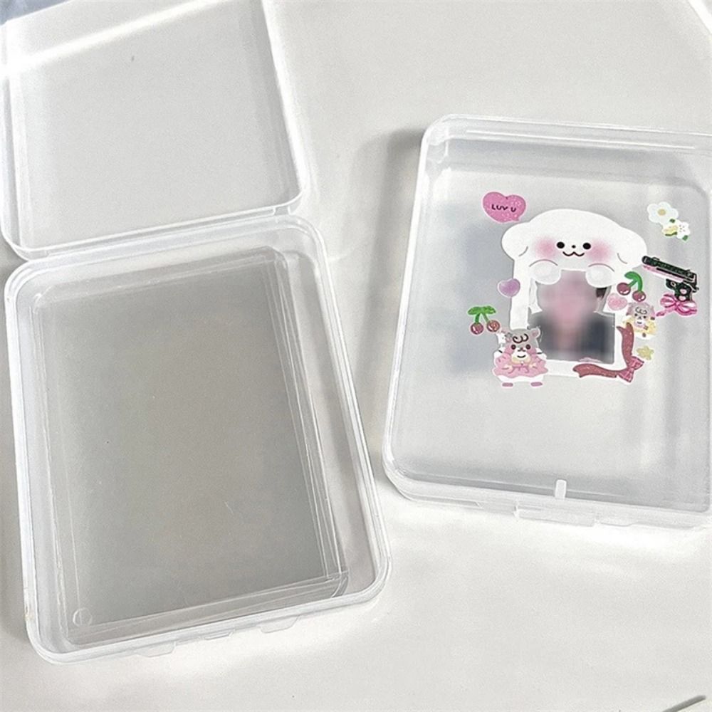1Pcs Plastic Desktop Container Case Stickers Collection Photocard Holder Transparent Storage Box