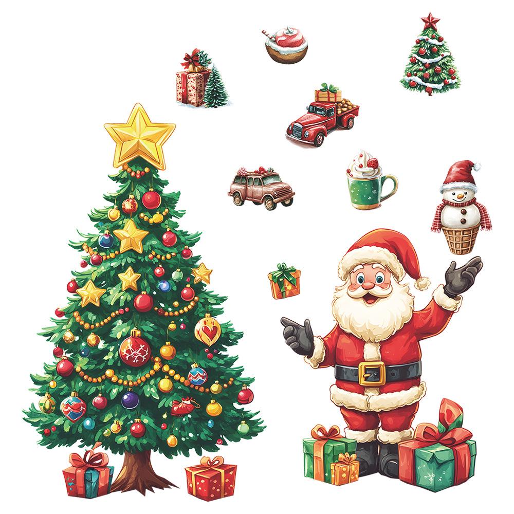 Christmas Tree Santa Gift Box Kitchen Refrigerator Decoration Home Beautification Wall Stickers
