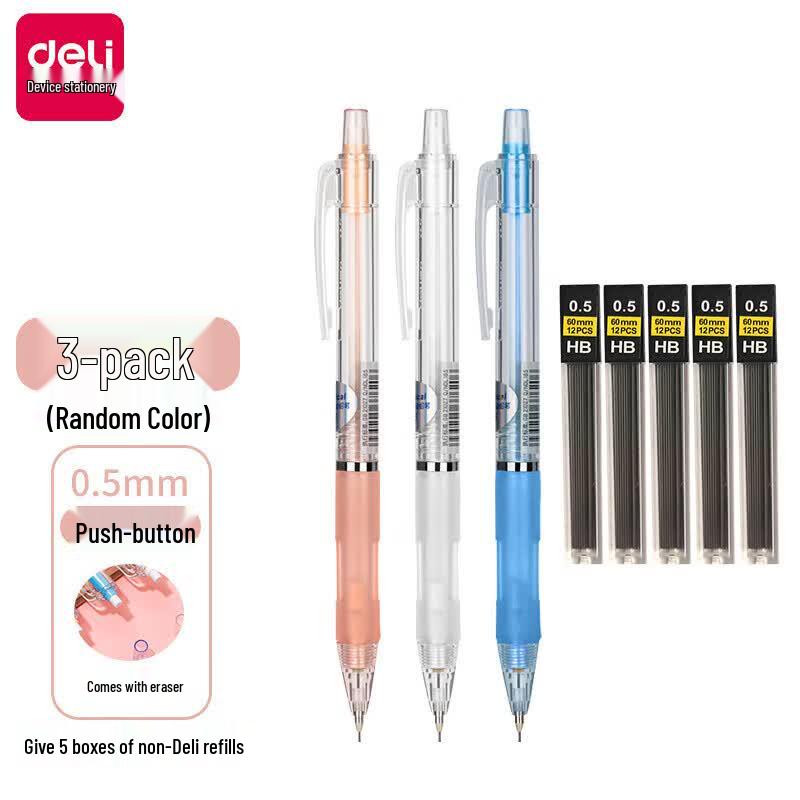 Deli S325 0.5mm Mechanical Pencil 3-Pack