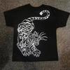 American Retro Mountain Tiger Print Black Short Sleeved T Shirt Men's T Shirt Summer Unisex T Shirt