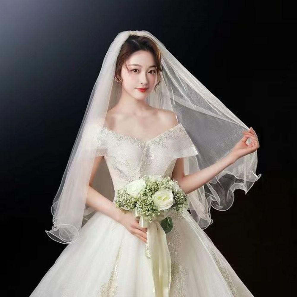 Short Wedding Veils Two Layer Bride Head Gauze New Bridal Veil  Bride Accessories