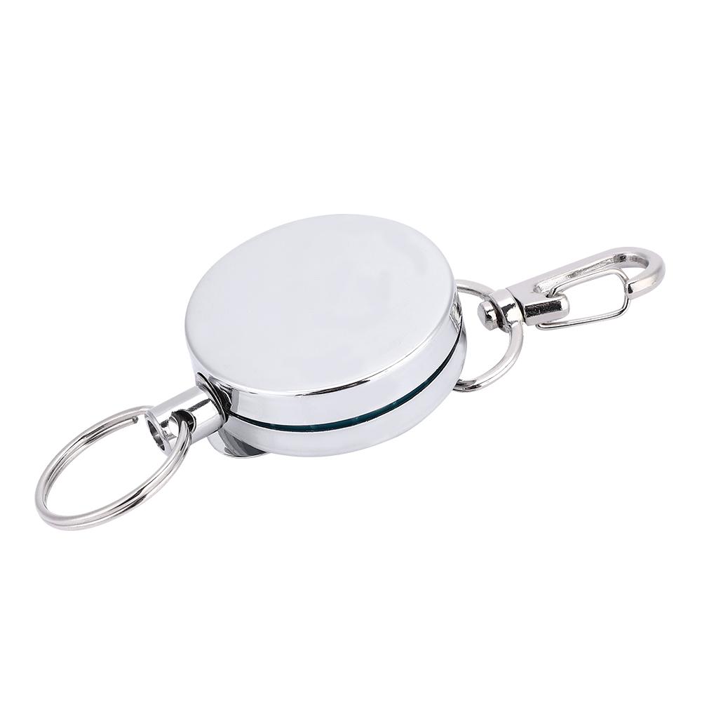 4cm Teleskopischer Stahlseil Schlüsselanhänger Diebstahlschutz Verlustschutz Schlüsselring Camping Werkzeuge Karabiner