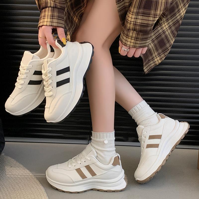 2025 Spring New Women's Casual Shoes Thick Bottom Anti-Slip Versatile Korean Style Trendy Running Shoes Student Footwear