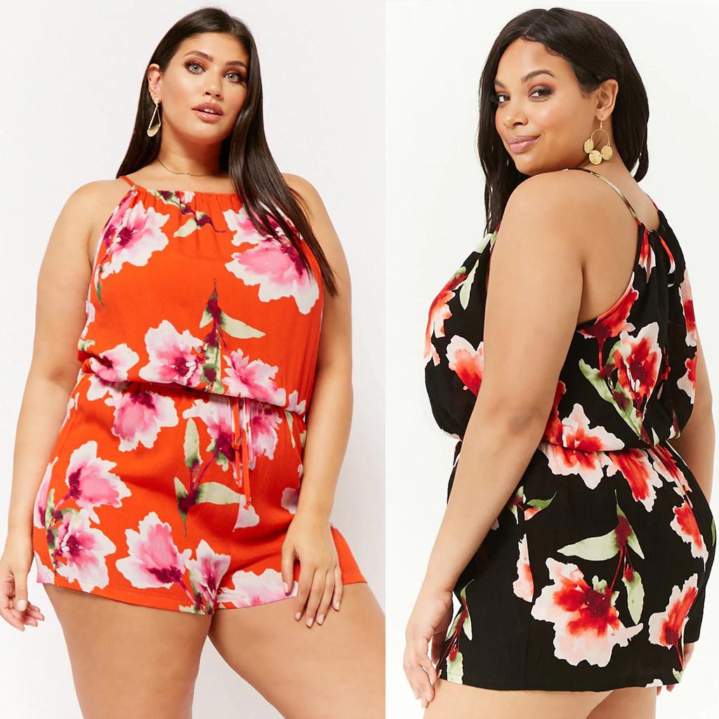 

Женский Plus Size Повседневный Богемский Печатный Слинг Без Рукавов Комбинезон