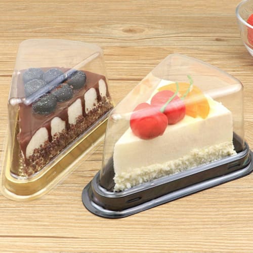 Cabilock 100pcs Cake Boxes, Triangle Pie Boxes, Clear Plastic Containers with Lids, Plastic Cake Carriers, Mini Cake Domes, Plastic Cake Slice Boxes,