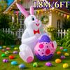 1,8M/6FT Glad Påsk Uppblåsbara Leksaker Vit Kanin Omfamnar Påskägg Dekoration LED-Ljus Modell Utomhus Trädgårdsfest Prydnader