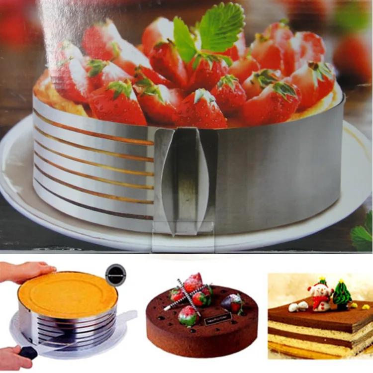 1Pc Verstelbare Ronde Brood Cake Cutter Slicer Rvs    Ring Schimmel Bakken Tool 6 Lagen  Mousse