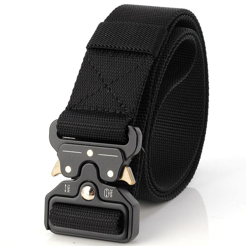 New Men'S Commuting Belt With Automatic Buckle Nylon Waistband, Outdoor Leisure Versatile Double-Layer Thick Belt