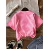 European Sizes Girls' Summer Round Neck Short Sleeve T-Shirt, Featuring Leopard Print Glasses And Dachshund Print. The Fabric Is Soft And Comfortable