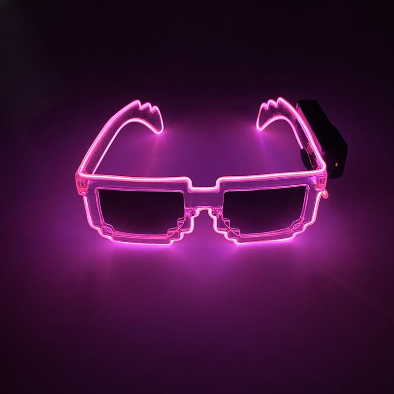 New Design Cool Glowing Mosaic EL Glasses Highly Eye-catching Wireless Eyewear NightClub Props Light up Accessories Neon party
