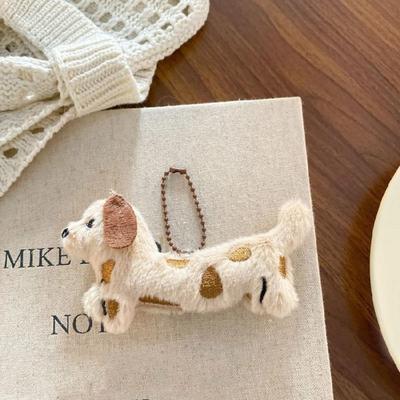 Elegant Dachshund Plush Keychains Soft Dog Pendants for Women and Men Bag and Key Decoration Student Keyring