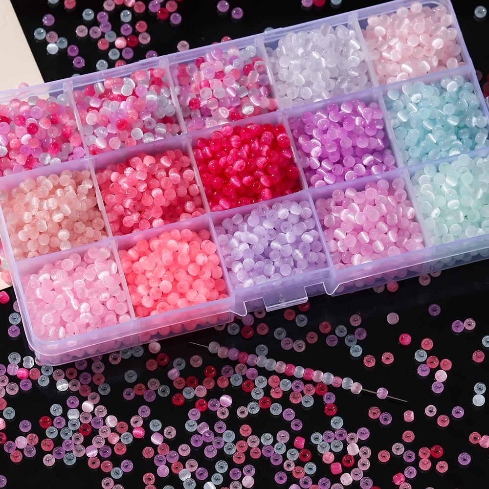 100 Stück/Los 4mm farbige Glas Katzenaugenperlen rund lose Abstandshalterperlen für DIY Schmuckherstellung Halsketten Ohrringe Bastelbedarf