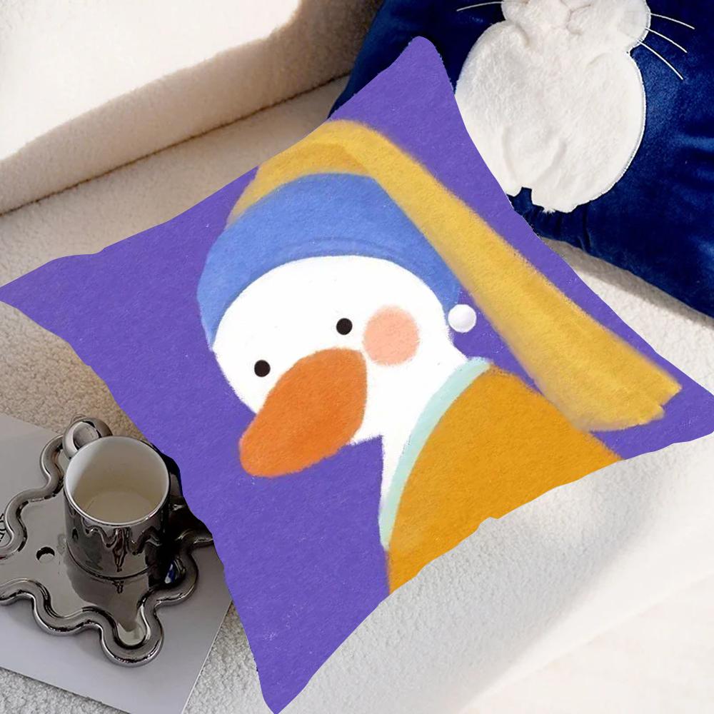 Classic Vintage Mona Lisa Girl With Pearls Pillow Case Pillow Cover Case Square Room Sofa With For Home Use Plush Cute Cushion