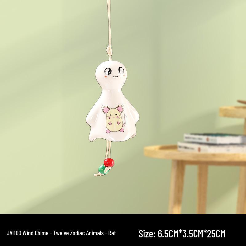 Totoro Ceramic Wind Chime Ornament - Cute Japanese Wall Decor for Girls' Bedroom