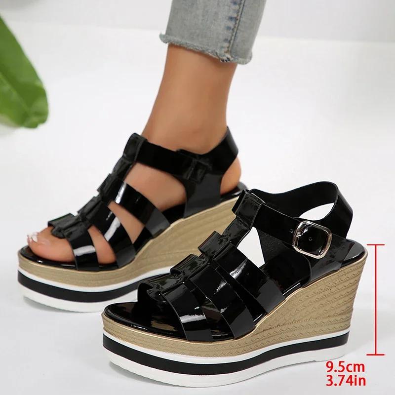 Fashion Shoes for Women Fashion Wedges Rome Sandals Hollow Out Thick Bottom Summer Sandles Woman Plus Size Platform Gladiator Sandals