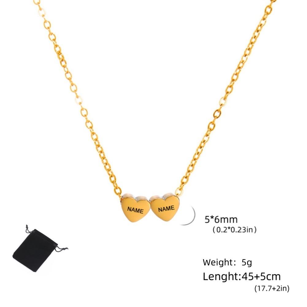 Customized Name Date Mini Minimalist Love Necklace Stainless Steel Heart Shaped Women's Necklace Fashion Couple Jewelry Gift
