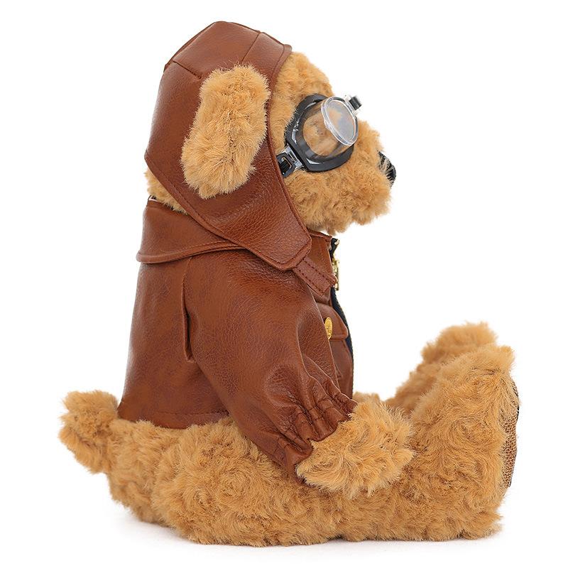 Air Force Bear Plush Toy Doll Pilot Bear Harley Locomotive Rider Teddy Bear Small Gift Craftsman Grizzly Bear