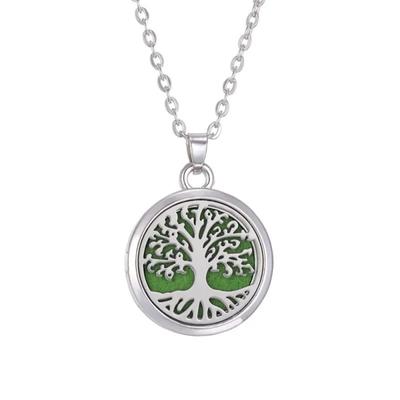 Colorful Crystal Tree Of Life Aromatherapy Necklace Perfume  Oil Diffuser Chain Pendant Lockets Jewelry